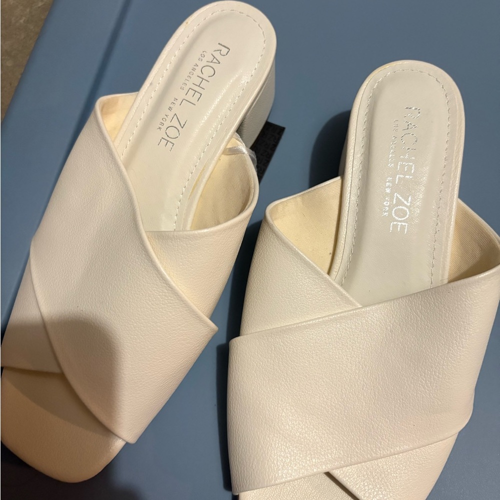 Rachel Zoe Women's Cream Slide Sandals